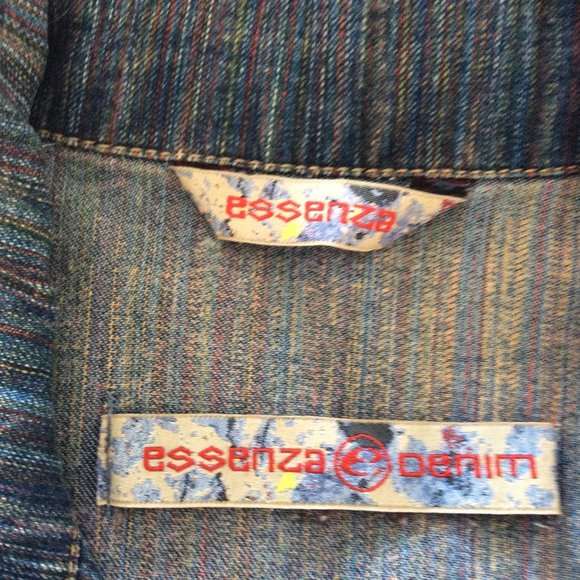 Blue denim jacket with light colourful stripes - Picture 8 of 8